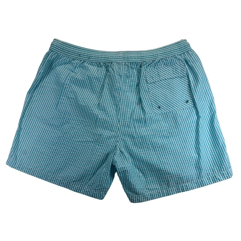 Brooks Brothers 346 Mens XXL Blue White Seersucker Striped Swim Trunks Shorts